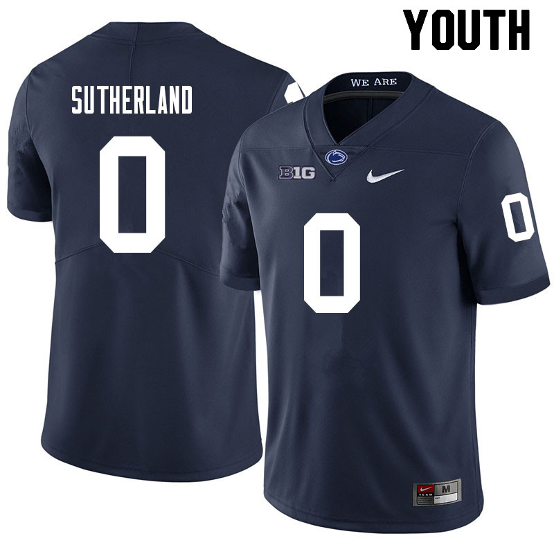 Youth #0 Jonathan Sutherland Penn State Nittany Lions College Football Jerseys Sale-Navy